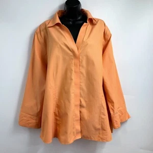 Fox Croft Women's Cotton Covered Button Up 3/4 Sleeve Collared Shirt Size 22W - Picture 1 of 11