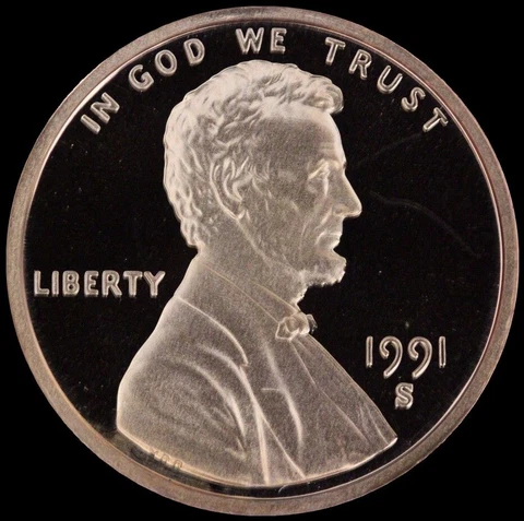 1991 S Lincoln Cent Gem Deep Cameo PROOF Penny US Mint Coin Beautiful! Cover