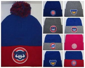 Chicago Cubs Pom Pom Beanie ~Knit Cap/Hat ~Classic MLB PATCH/LOGO ~6 Colors ~NEW - Picture 1 of 17