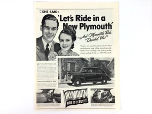 Coche Plymouth 1940 DE COLECCIÓN LIFE PRINT ANUNCIO AÑOS 40 PAREJA ARTE PARED DECORACIÓN - Imagen 1 de 3