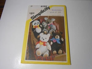 VTG Simplicity Sewing Pattern 6142 Plush Stuffed Animals Panda Koala Teddy Bears - Picture 1 of 2