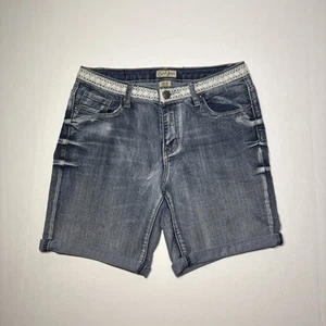 Pantalones Cortos Earl Jean Denim con Puños Bordados Encaje Cintura Piedra Lavado Para Mujer Talla 10 - Imagen 1 de 14