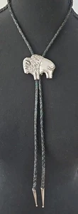 Corbata bolo vintage de plata esterlina de bisonte búfalo fundido pesado de alta calidad - Imagen 1 de 5