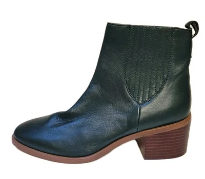 Espléndido botín Chelsea Amalie para mujer tacón ancho cuero bosque verde talla 11M Foto 1 de 4