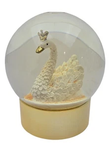 Schöne Schwan Glitzer Schneekugel 4,5" hoch Goldsockel Gold Glitzer schönes Geschenk - Bild 1 von 9