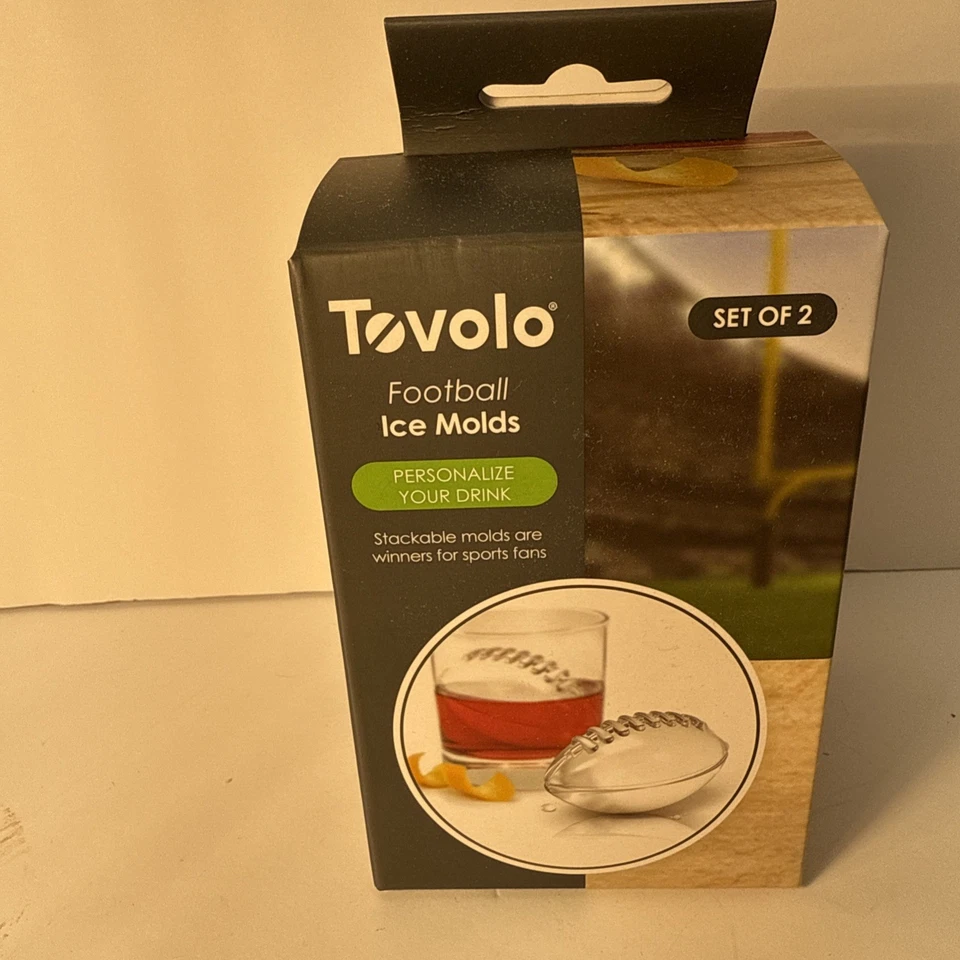 Tovolo Football Ice Molds Charcoal BPA and Dishwasher Safe Set of 2