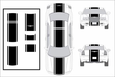 20" Racing Stripes w/pins Self Healing Vinyl fits Chrysler 300 2005 to 2010 - Image 1 of 4