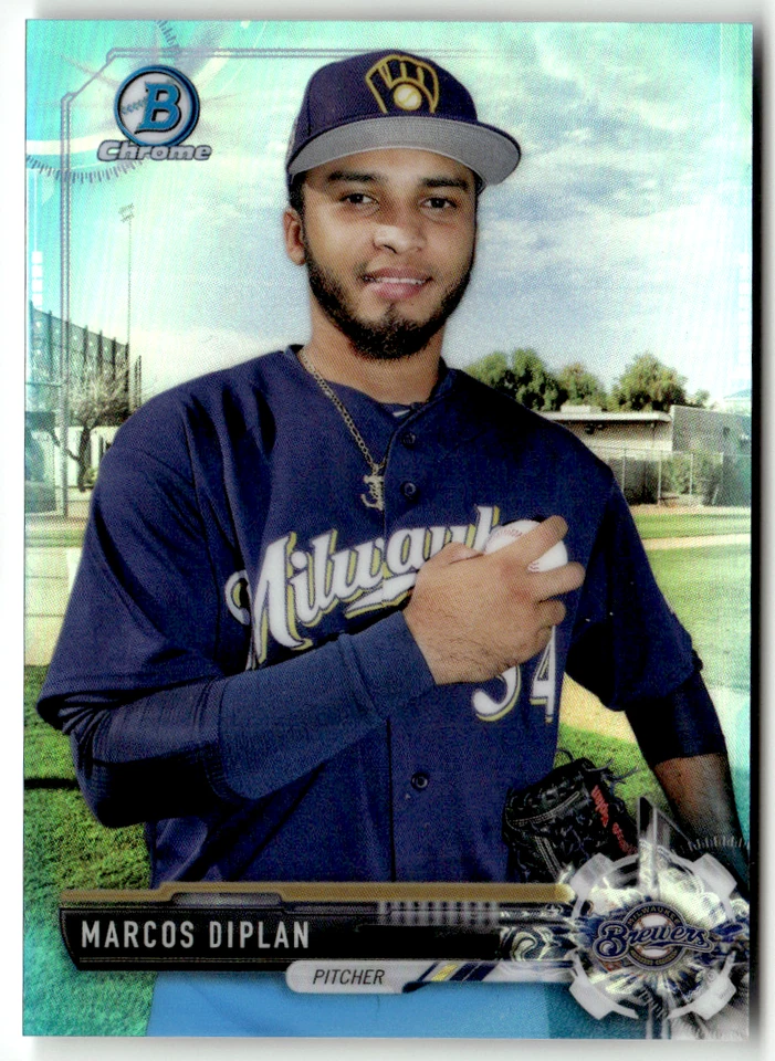 2017 Topps Bowman Chrome MLB No. BDC-16 Marcos Diplan Aqua Refractor 110/399 - Immagine 1 di 2