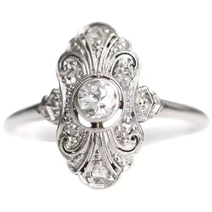 2.2Ct Art Deco Style Lab Created Diamond 14K White Gold Finish Engagement Ring - Picture 1 of 8