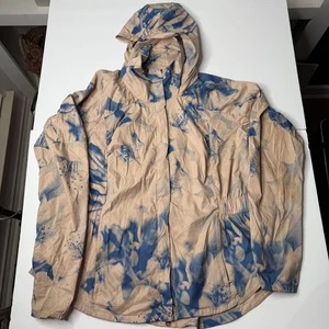 Adidas Jacke Herren XL beige blau Kapuze Windbreaker abstrakt leicht LESEN - Bild 1 von 7