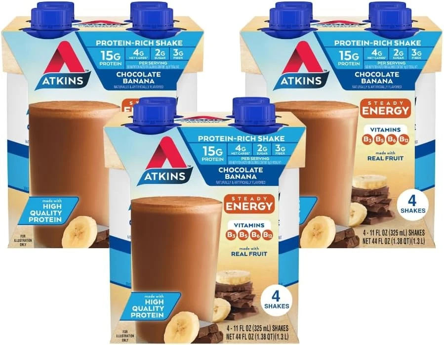 Atkins Gluten Protein-rich Shake Chocolate Banana Keto Friendly B Vitami