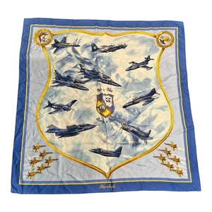 Blue Angels Seidentuch US Navy Kampfjets Militär Luftfahrt Print blau gold - Bild 1 von 3