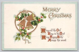 Divided Back Postcard Merry Christmas Ring Out the Old Ring in the New Bells - Picture 1 of 2