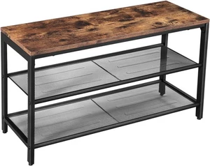 2-Tier Metal Shoe Bench,80x30x44.5cm,Industrial Rustic Brown/Black - Picture 1 of 7
