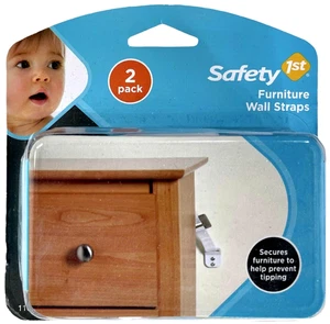 Safety 1st Furniture Wall Straps 2pk Prevent Tipping Bookcases Shelves Armoires - Picture 1 of 2