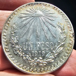 1919 Messico 1 Peso .800 Argento FDC KM 454 (A165) - Foto 1 di 4