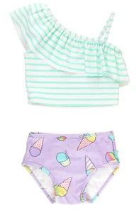 Rüschen Hintern Mädchen süßer Snowcone One Shoulder Rüschen Tankini Größe: 3T Kleinkind - Bild 1 von 4