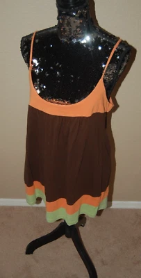 GAP Tank Top Womens Large Brown, Orange, Green Stripe Spaghetti Strap Large - Image 1 of 4