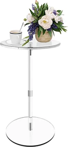 Acrylic Drink Table-10 L X 10" W Small Tables for Small Spaces, Clear Bar Table - Picture 1 of 9