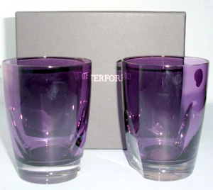 Vaso de whisky púrpura Waterford cristal con brezo 16 oz par DOF #40032056 nuevo - Imagen 1 de 4