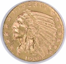 1909-D $5 Gold Indian AU Slider Uncertified #850