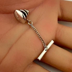 Vintage 925 Sterling Silver Etched Classy Tie Tack Tie Bar Clip 1.5" (2.9g) - Picture 1 of 5