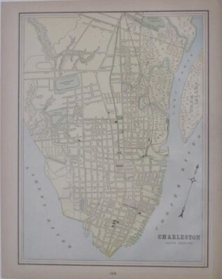 Mapa de tranvía original de 1897 Charleston Carolina del Sur The Citadel Baseball Park Foto 1 de 4