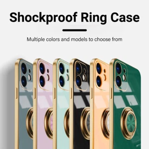 Luxury Shockproof Silicone Ring Case Stand Cover for iPhone 14 13 12 Pro Max AU - Picture 1 of 21