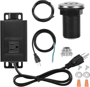 Garbage Disposal Air Switch Kit with Power Cord Kit, Sink Top Waste Disposer Sta - Picture 1 of 12