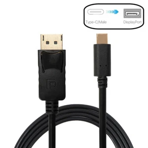 USB 3.1 Type C to DP 1080P 1.8m Display Port Cable Adapter Black - Picture 1 of 7