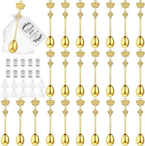 Fuutreo 24 Sets Bridal Shower Tea Party Favors for Guests Crown Spoons Gold - Picture 1 of 8