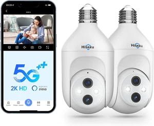 Hiseeu Dual Lens 10X Zoom 3MP Light Bulb Security Camera Indoor 5G& 2.4GHz WiFi, - Picture 1 of 8
