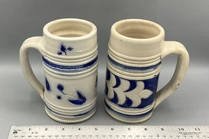 2 Colonial Williamsburg Salt Glazed Stoneware Cobalt Blue 12oz Mug Tankard Cup - Picture 1 of 8