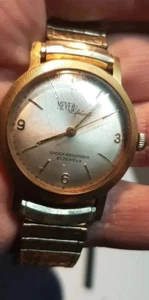 Orologio Vintage Meyer Ammortizzatore a Vita 21 Gioielli Placcato Oro Non Funzionante - Foto 1 di 12