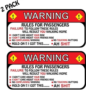 Safety Warning Rules For Passengers 2 Pack Funny Decal Sticker p434 - Picture 1 of 1