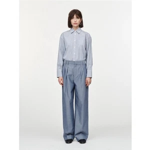 Maria McManus Double Pleat Front Trouser in Chambray Size 4 NWOT Denim Cotton - Picture 1 of 16