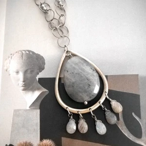 Chico's Teardrop Quartz Stones 30" Statement Necklace - Picture 1 of 5
