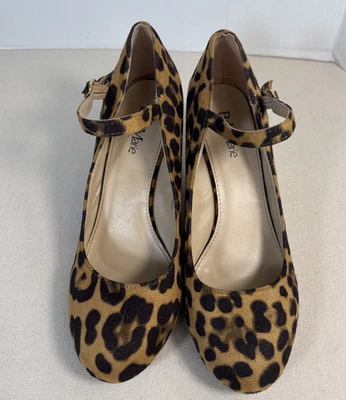 Bella Marie imitación gamuza Mary Jane cuña estampado leopardo 3" tacón talla para mujer 8,5 Foto 1 de 4