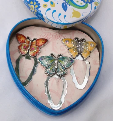 Новый Brighton бабочка Mutli-цветная эмаль кристалл набор из 3 закладок - Изображение 1 из 4