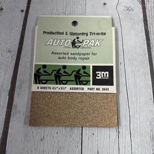 AUTO PAK ASSORTED AUTO BODY SANDPAPER 8 SHEETS 4 1/2” x 5 1/2” NO. 3045 3M NEW! - Picture 1 of 7