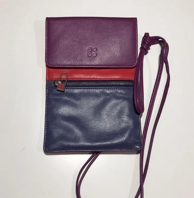 Bolso Bandolera Organizador de Cuero Plano DUDU Fucsia Lila Naranja Colorblock Viaje Foto 1 de 4