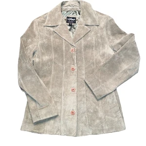 Wilsons Giacca Maxima Pelle Donna Grande Verde Scamosciato Foderata Pelle Vintage - Foto 1 di 5