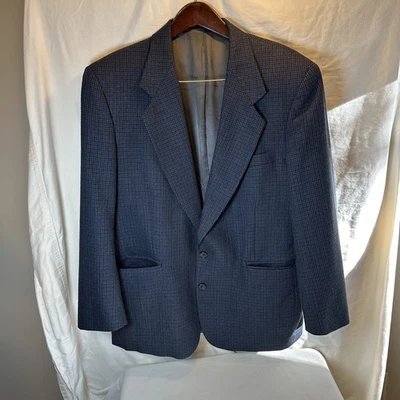 Abrigo deportivo vintage Oscar De La Renta para hombre azul pata de gallo talla 42S lana Foto 1 de 4
