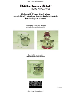 KITCHENAID CLÁSICO MEZCLADOR DE PIE TALLER MANUAL DE REPARACIÓN VER DESCRIPCIÓN - Imagen 1 de 2