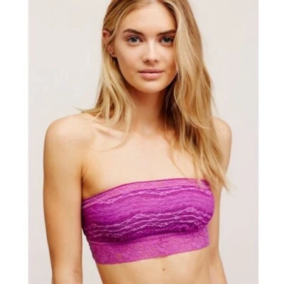 Free People Intimately FP Lace Bandeau Bra Neon Orchid Sz. Small  - Image 1 of 4