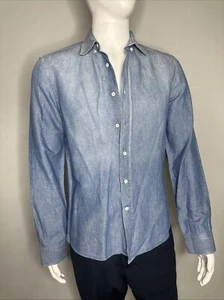 Camicia western jeans blu BRUNELLO CUCINELLI - bottoni bianchi denim invecchiato - Foto 1 di 11