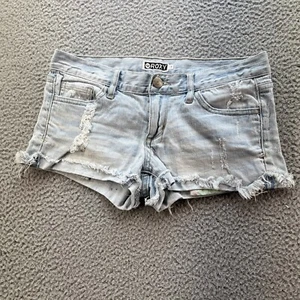 Pantalones Cortos Roxy Para Mujer’s 3 Azul Corte Denim Jean Pantalones Calientes Lavado Ligero - Imagen 1 de 10