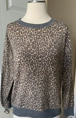 Espléndida Sudadera Manga Larga Estampado Animal Talla M Marrón Con Borde Gris Foto 1 de 4