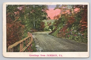 Greetings From Jamison Pennsylvania Quality Colored Landscape USA Postcard - Picture 1 of 2