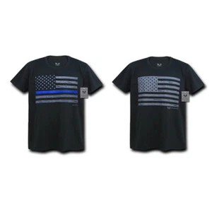 Thin Blue Line USA Flag Police Blue Lives Matter Patriotic T-Shirts Tees - Picture 1 of 9